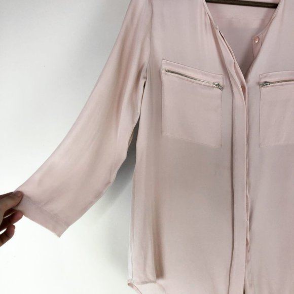 Theory Blush Pink Blouse with Zipper Detail - Picture 3 of 5